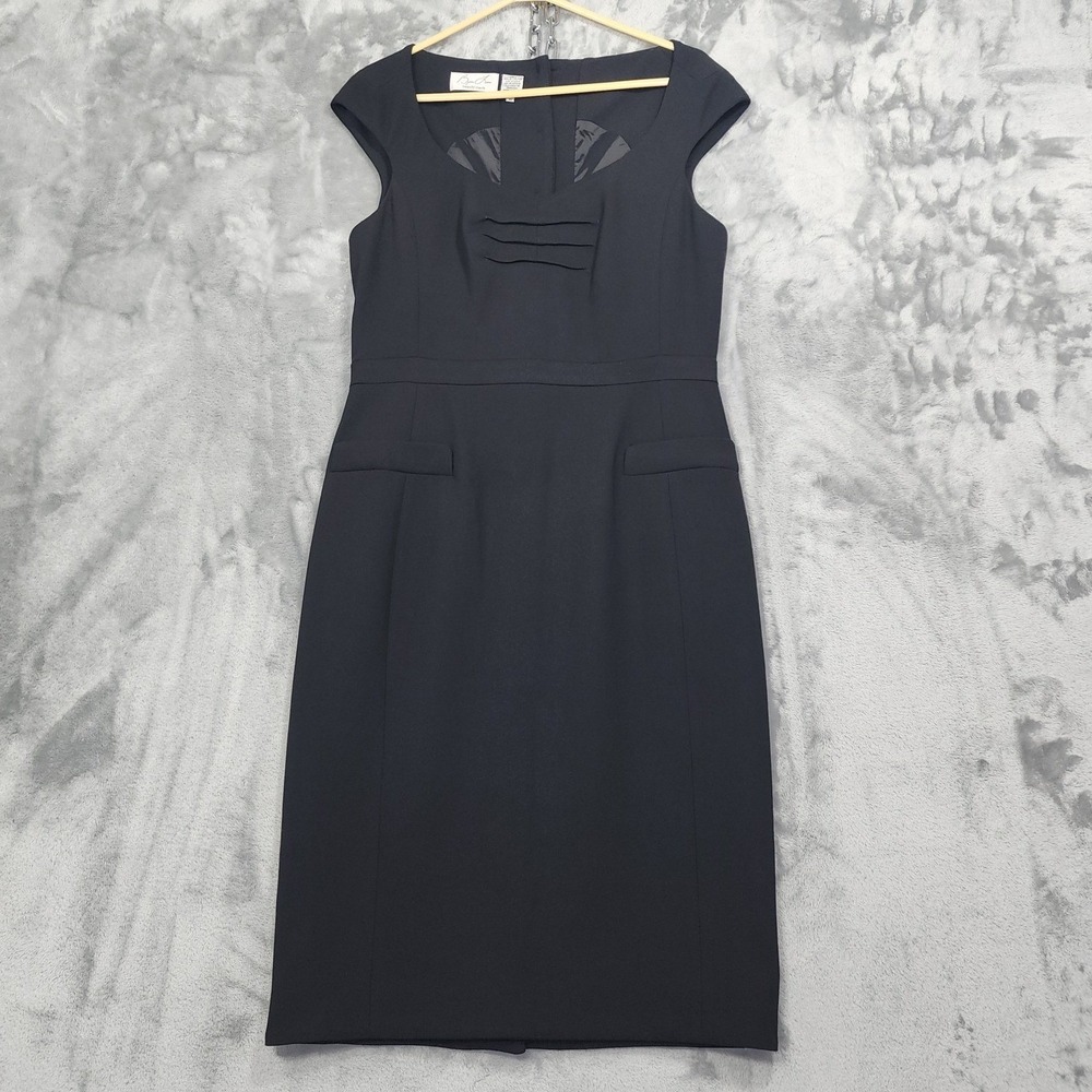 Byron Lars Beauty Mark Dress Women 10 Black Cap Sleeve Button Back Sheath Pencil